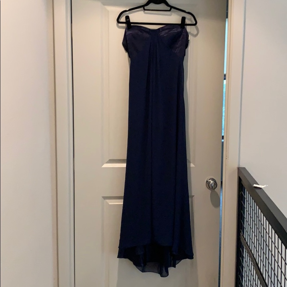 Navy strapless dress